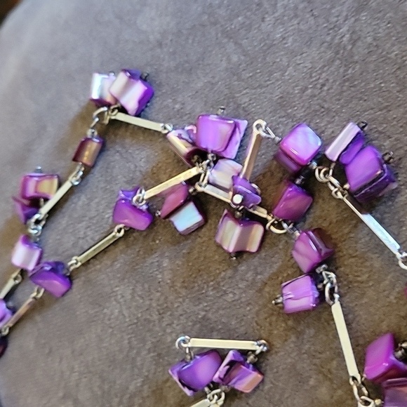 PURPLE Shell Liquid Chain Station Necklace - Picture 4 of 5